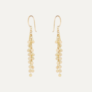 Handcrafted 18K Gold Medium Dot Long Earrings - The Garnered Sia Taylor Medium Dot 18 K Gold Dangle Earrings